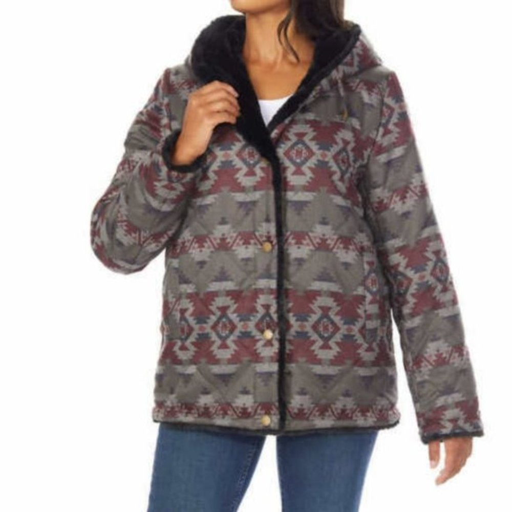 Pendleton Women's Reversible Faux Fur Printed Coat